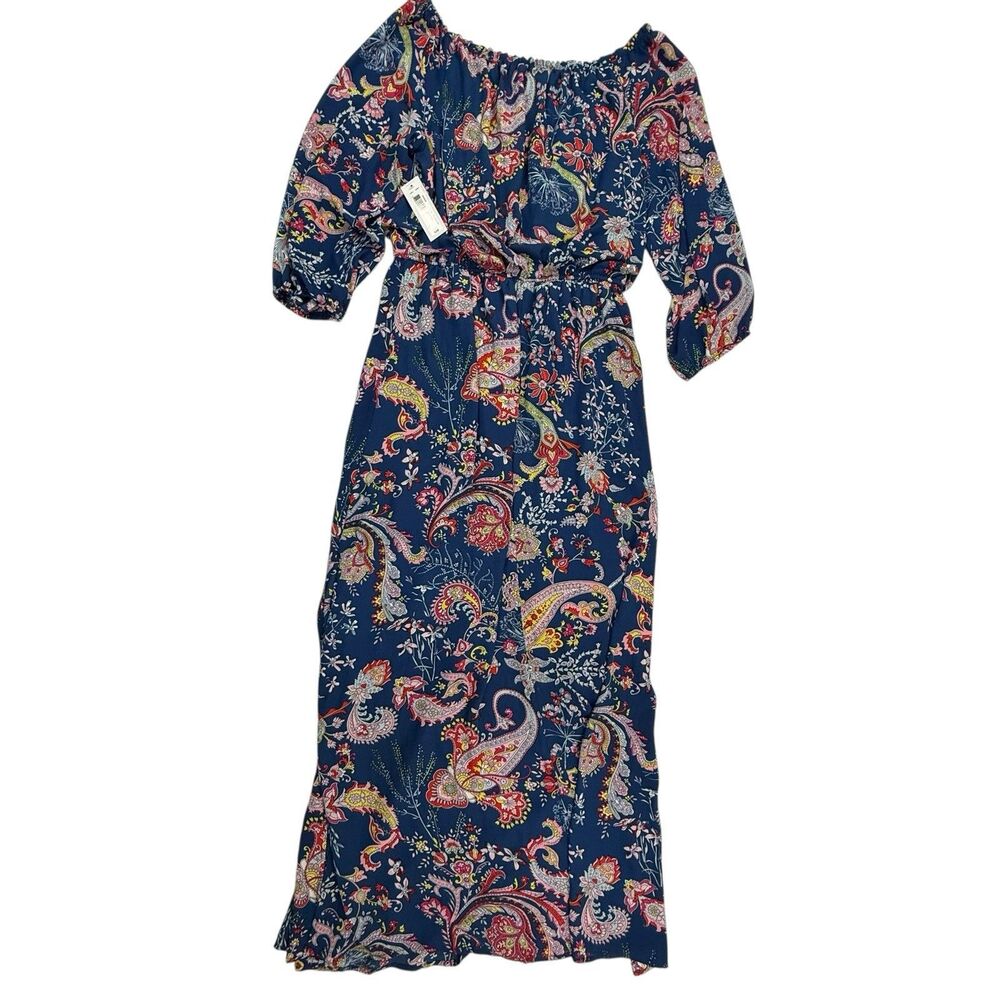 Bisou NEW Michelle Bohbot Paisley Maxi Dress Women 16 Off the Shoulders $86 - Picture 5 of 16